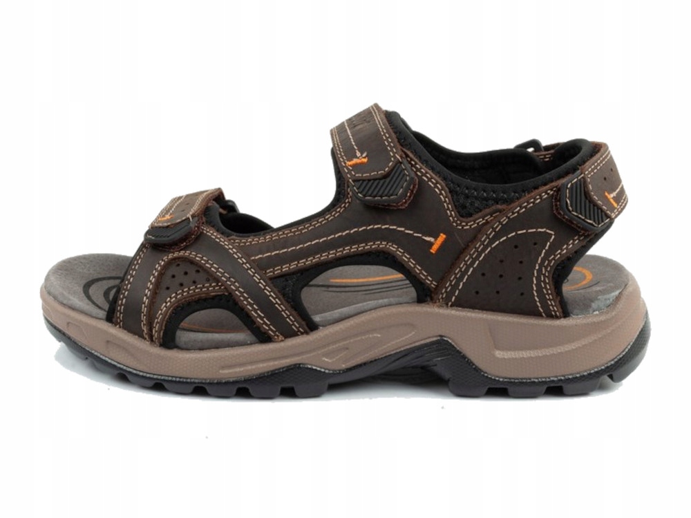 Pánské Sandály Grisport sportovní GR-25-01-9026M na suchý zip kožené hnědé 43