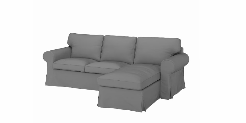 Ikea Ektorp Pokrytie 3-miestnej pohovky s ležadlom/Remmarn svetlosivá