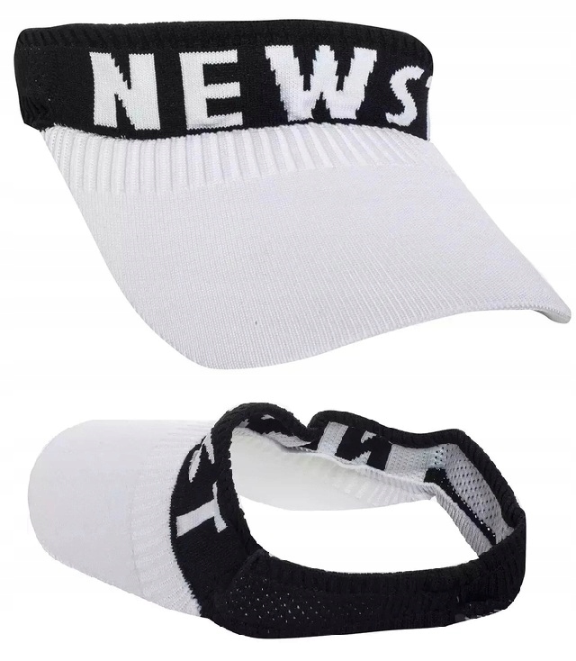 MATERIAŁOWY DASZEK PRZECIWSŁONECZNY Z GUMKĄ Z NAPISEM NEWST BIAŁY