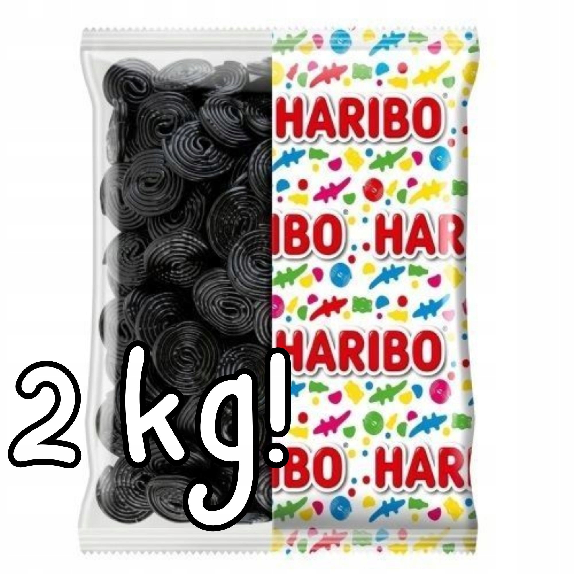 Levně Haribo Lékořicové Rotella 2KG španělské lékořicové kroužky balení XXL