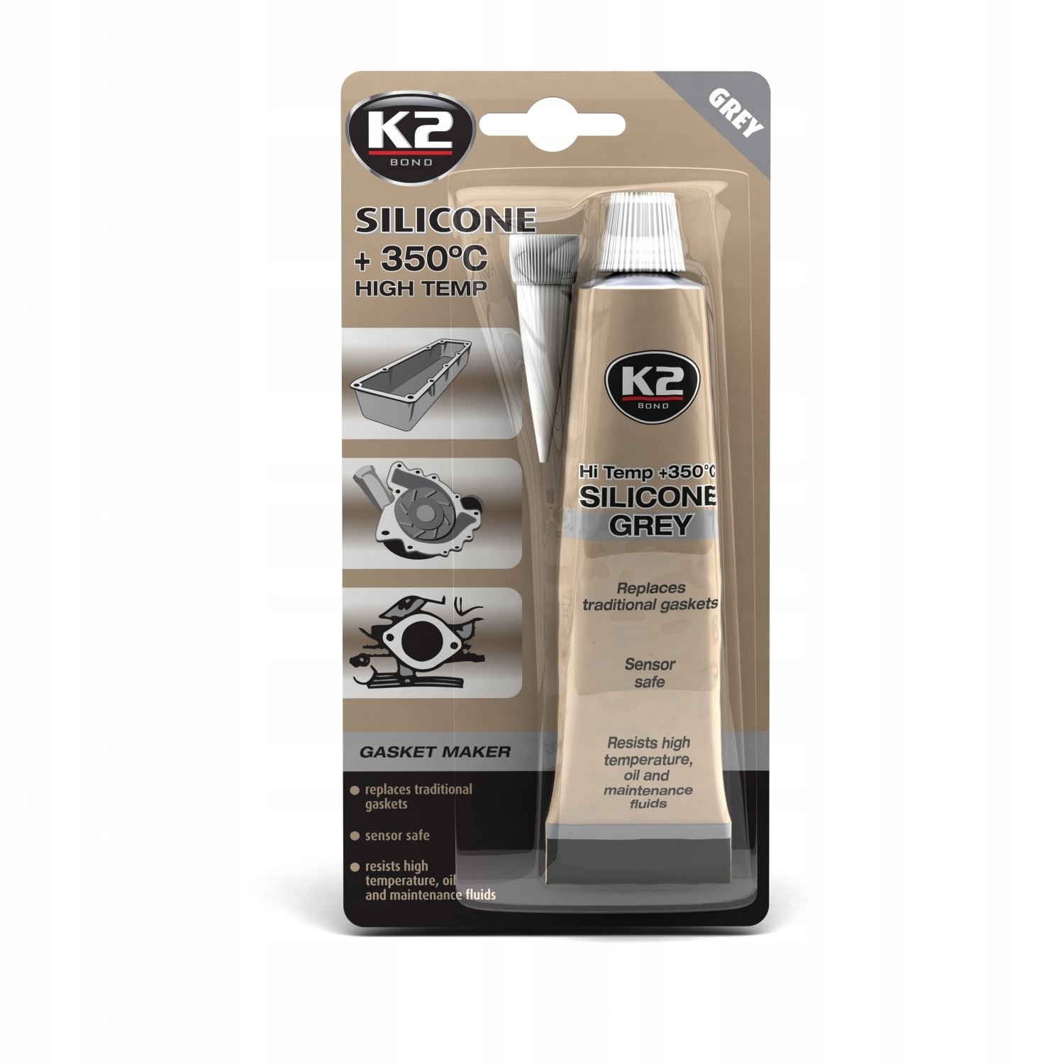 

K2-SILIKON Szary Wysokotemp. 350C 85G