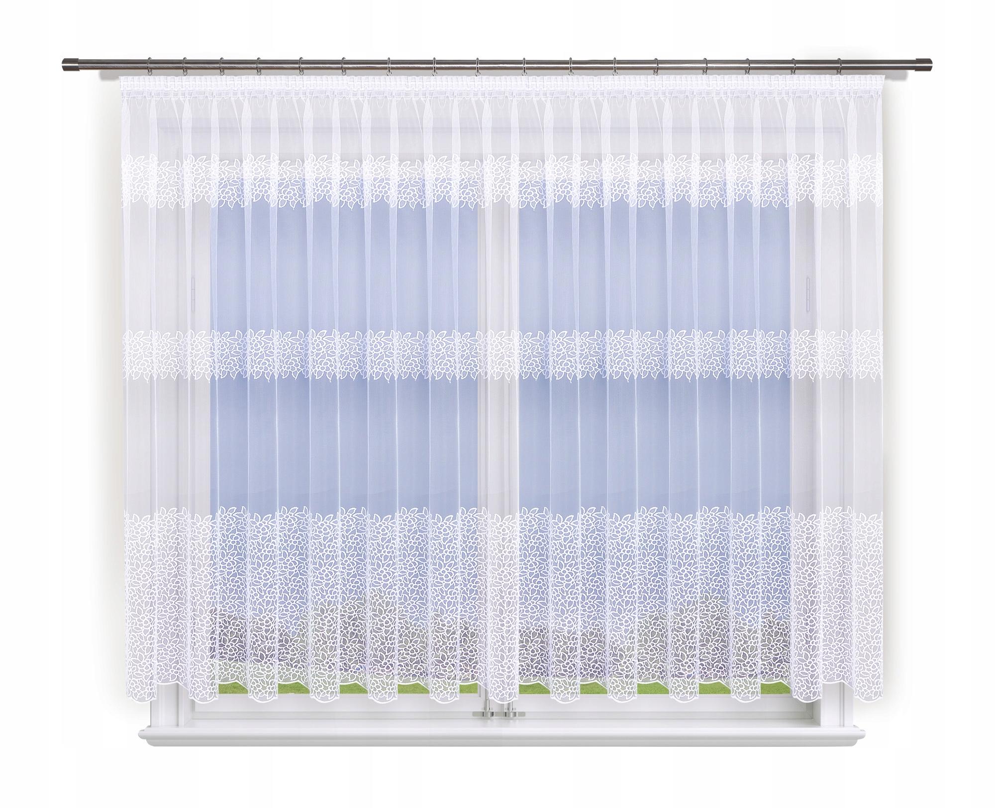 

Firana gotowa 400x160 "3 pasy kwiaty"