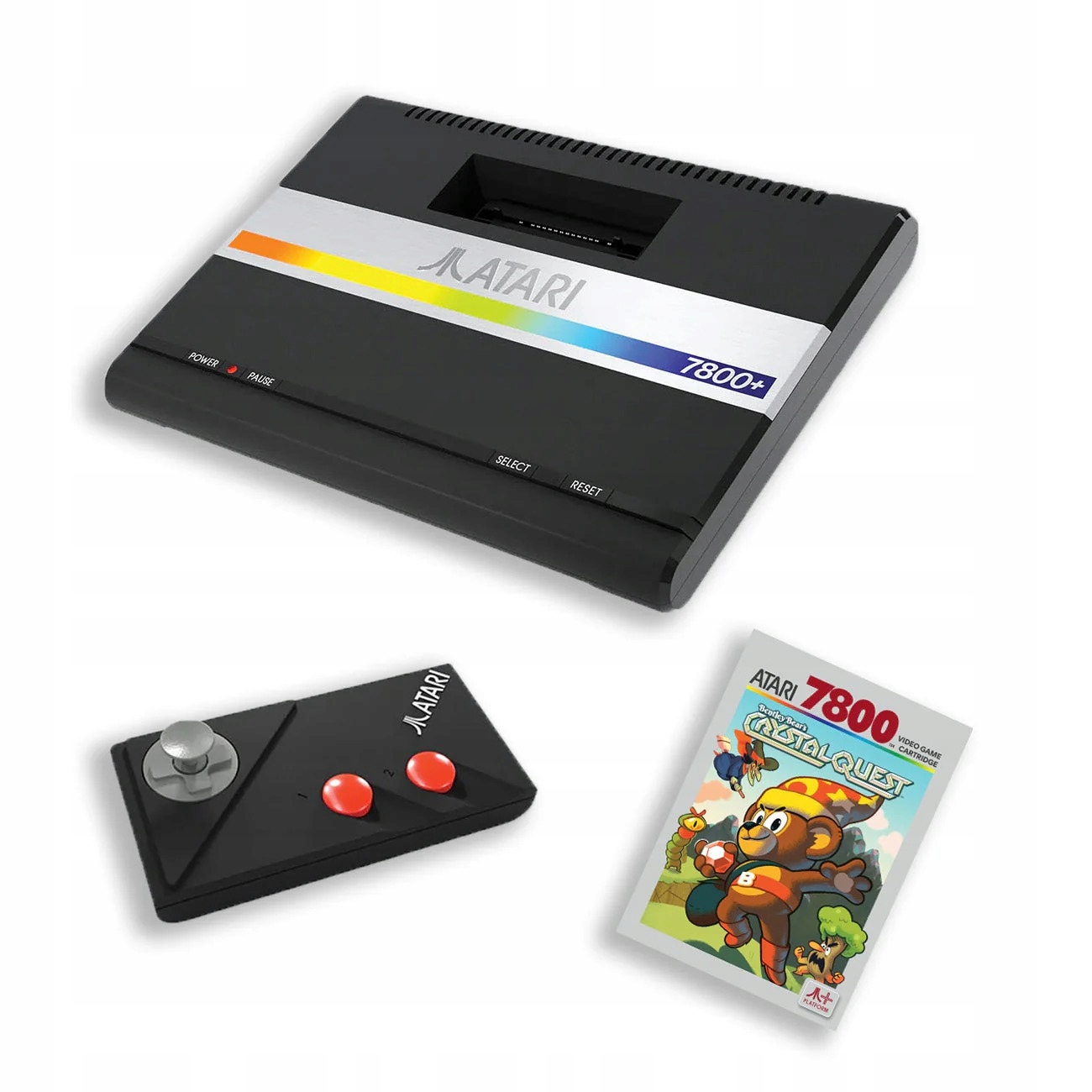 Retro konzola s ovládačom Atari 7800+ s hrou Bentley Bear's Crystal Quest