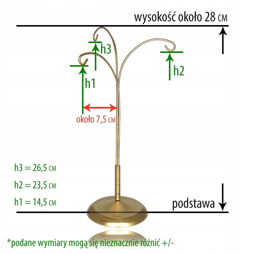 Stojak złoty na bombki 6-8-10 cm wieszak na kule Kod producenta ST25/D0035/SDR3