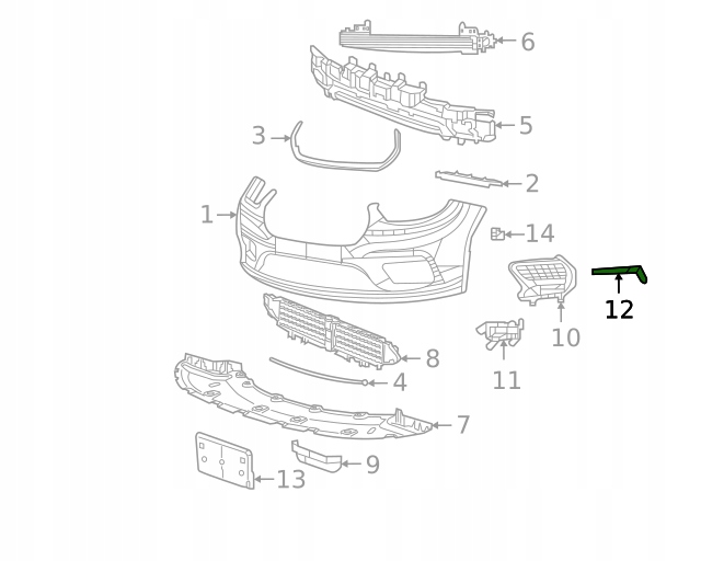 LISTWA ATRAPY DOLNEJ LEWA CHRYSLER PACIFICA 2021- CZARNA Numer katalogowy części 6WF71VABAA