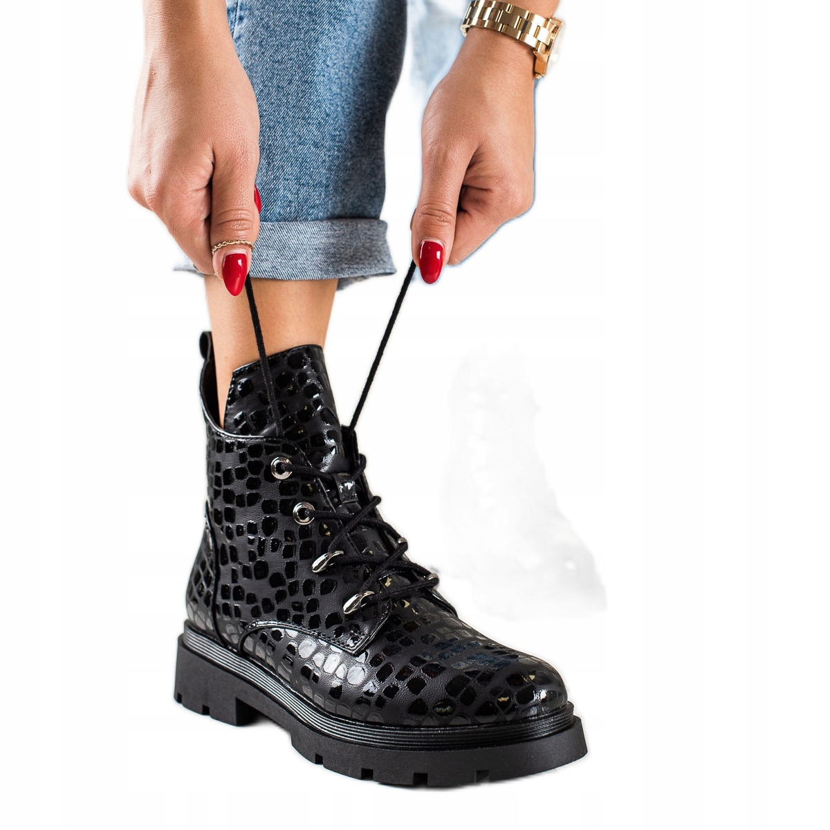 

Czarne Skóra ekologiczna Buty Filippo r.38