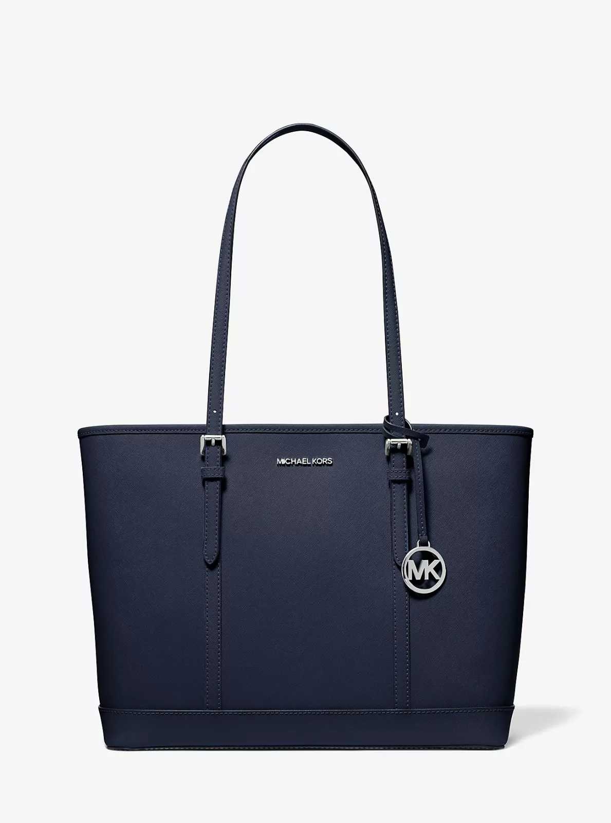 Michael Kors dámská velká modrá kožená kabelka Jet Set Large