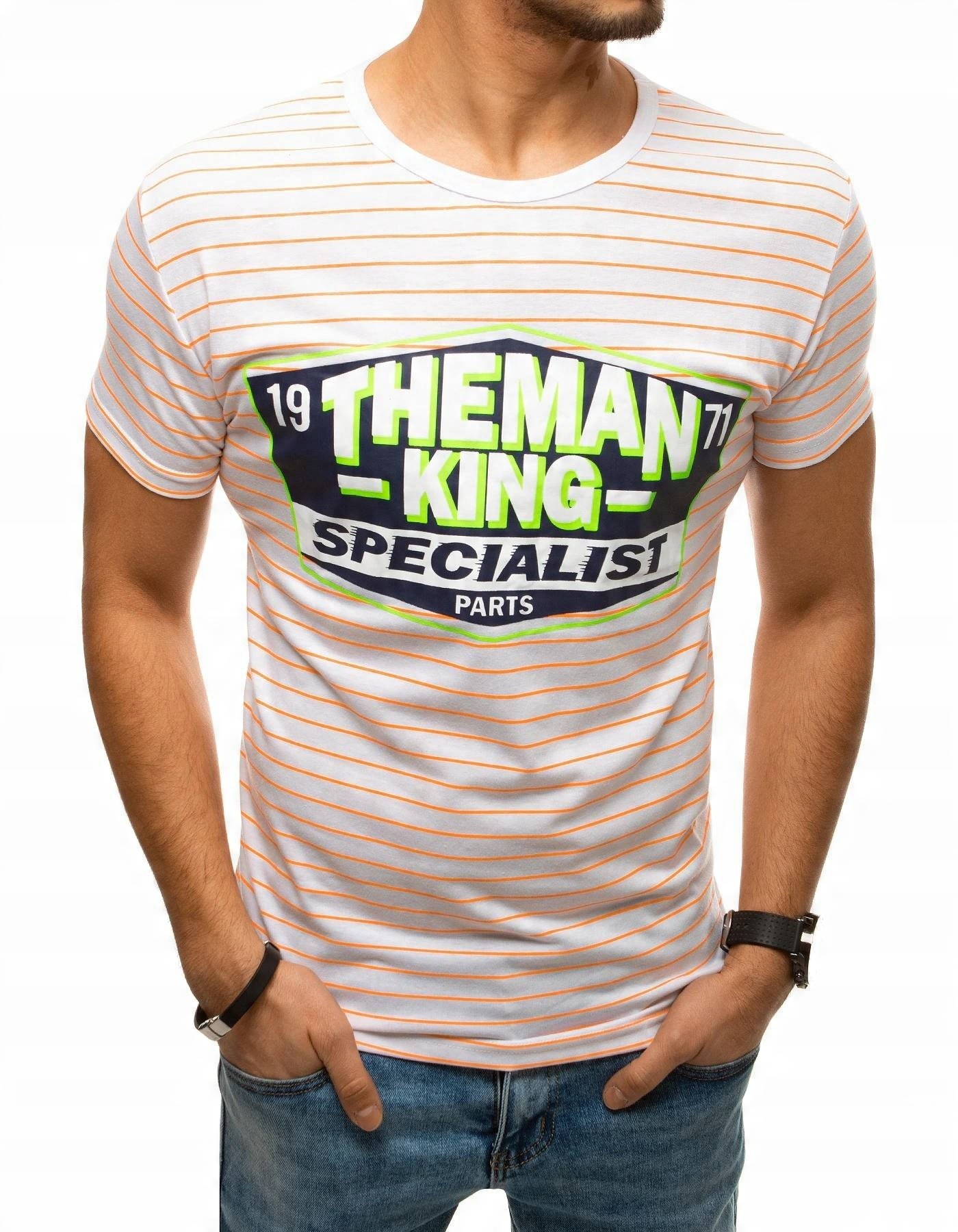 

Męski T-shirt W Paski Z Nadrukiem rx4397 - XL