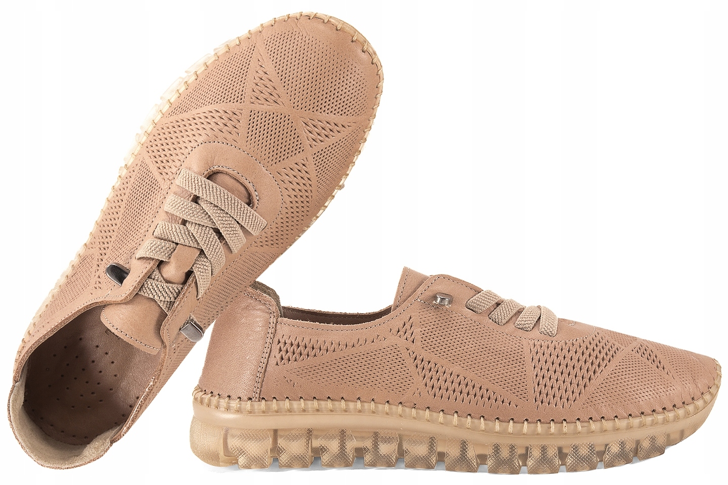 T.sokolski Ara STK-11 Ažurové Dámské Kožené Polobotky, béžové, béžová, velikost 38