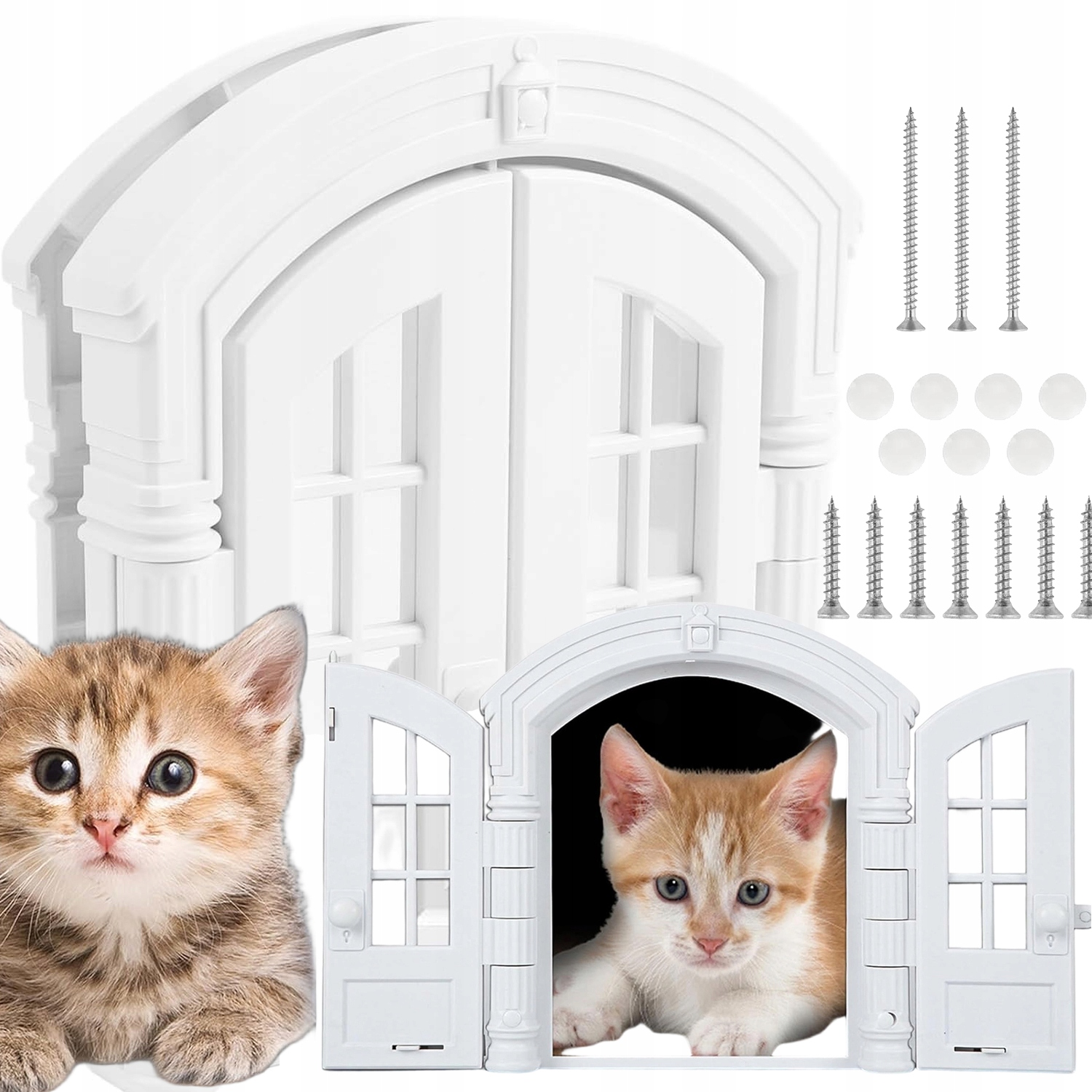 Levně Vnitřní Dveře Pro Kočky Dvojité 24 CM Průhledné Bezpečnostní Bílé