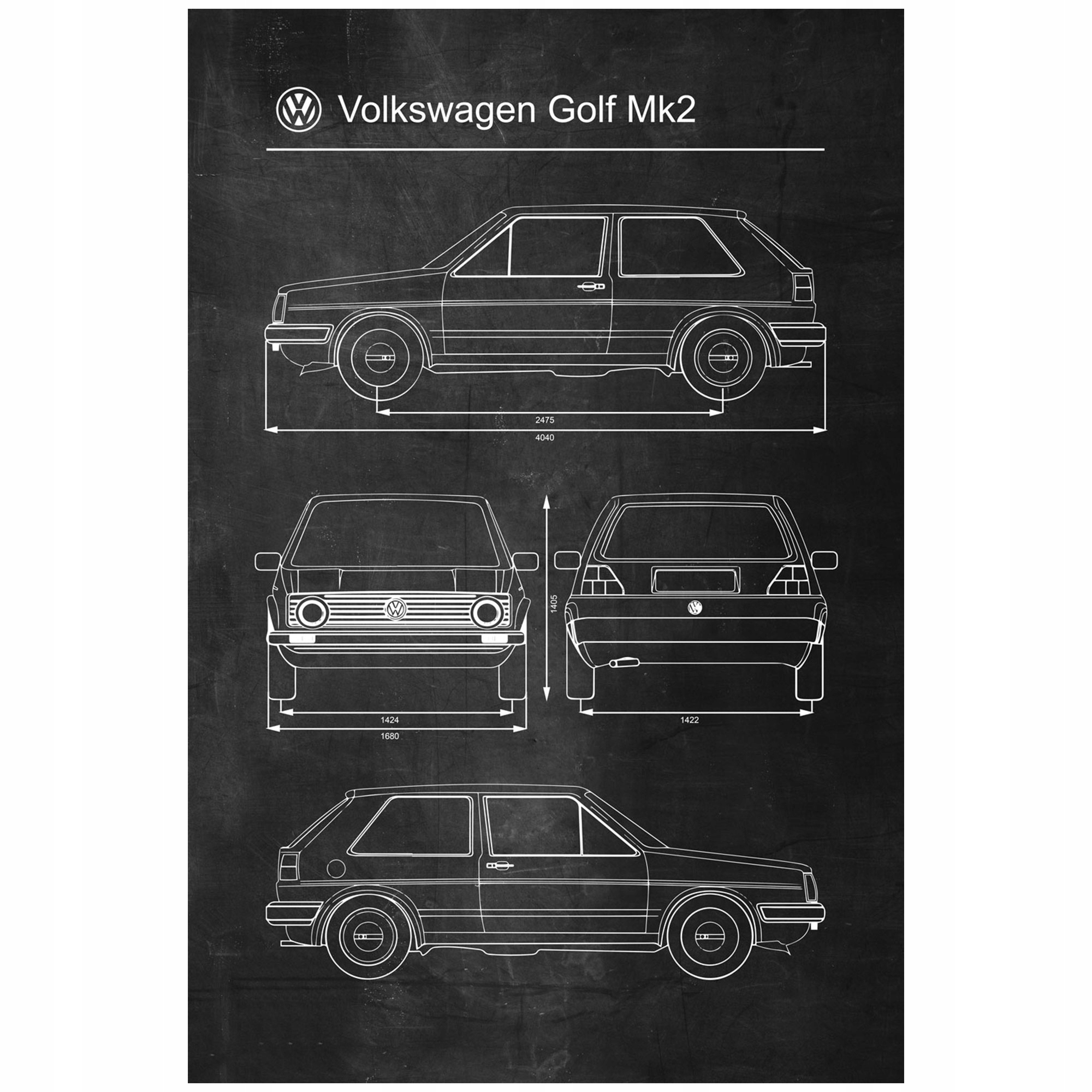

Plakat Volkswagen Golf Mk2 Retro Patent Schemat