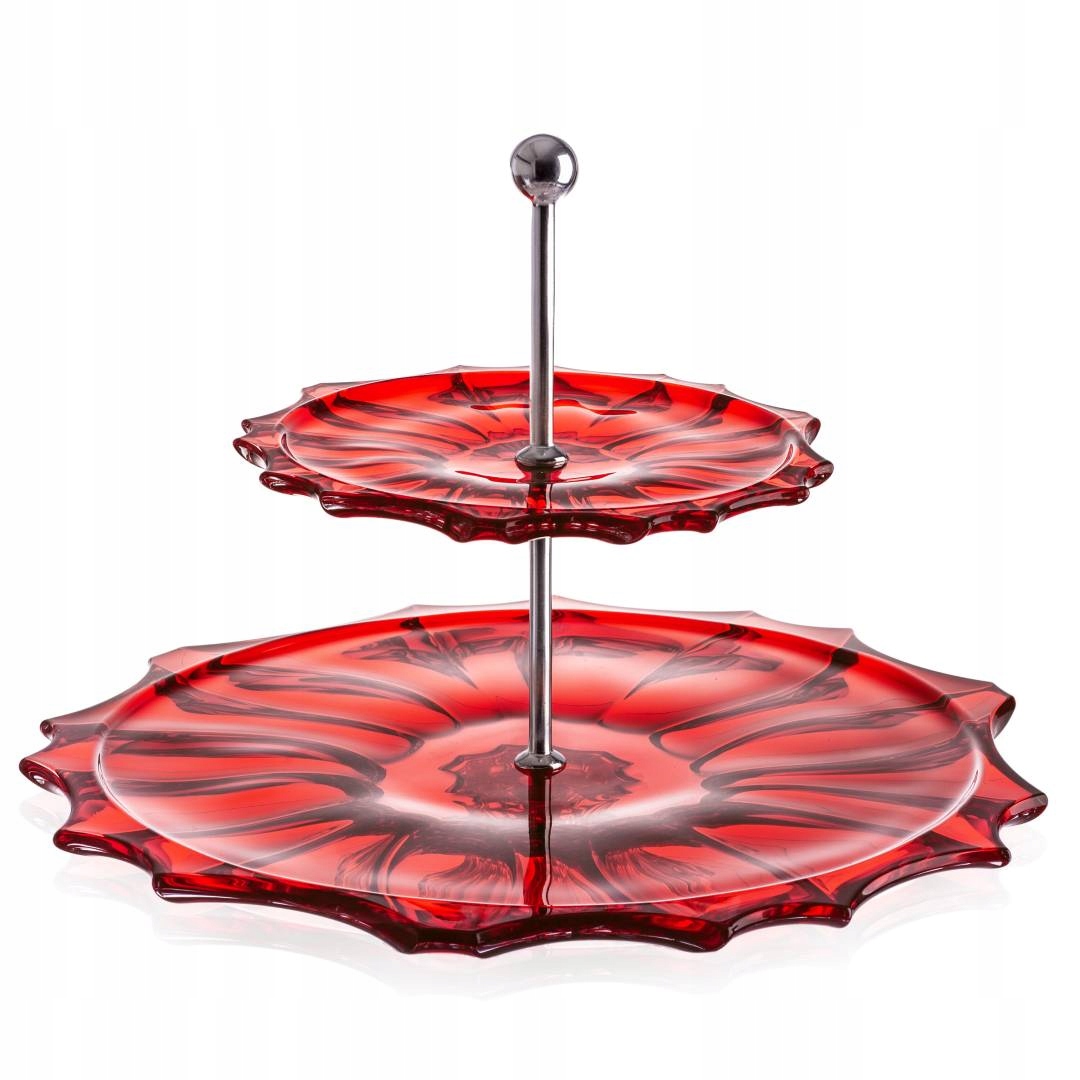 Aurum Plantica red krištáľový etažér 35cm Red
