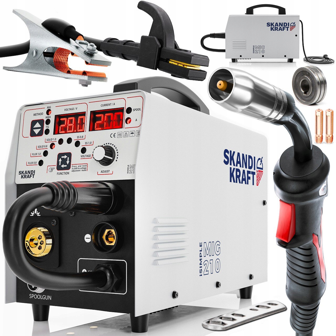 Svařovací Stroj Mig Mag Mma Migomat Invertorový 200A 230V Flux Igbt 3V1 Tig DC Alu