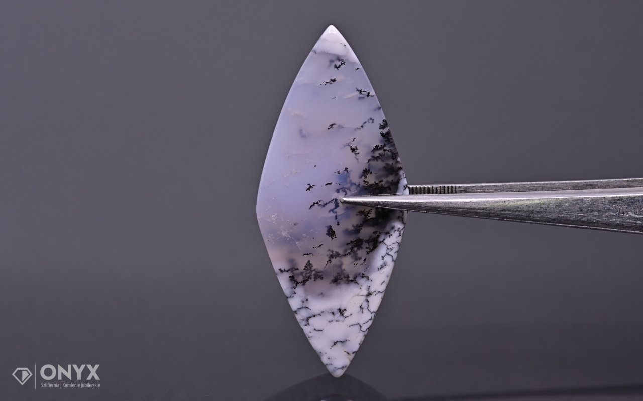 Dendritový achát z Turecka kabošon kosočtverec 45x19,5 mm