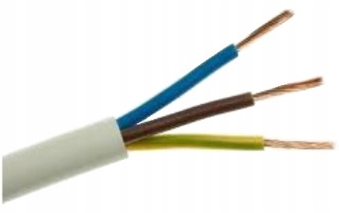 Przewód kabel okrągły linka H05VV-F 3G2,5 OWY 3x2,5mm przedłużacz biały- 1m
