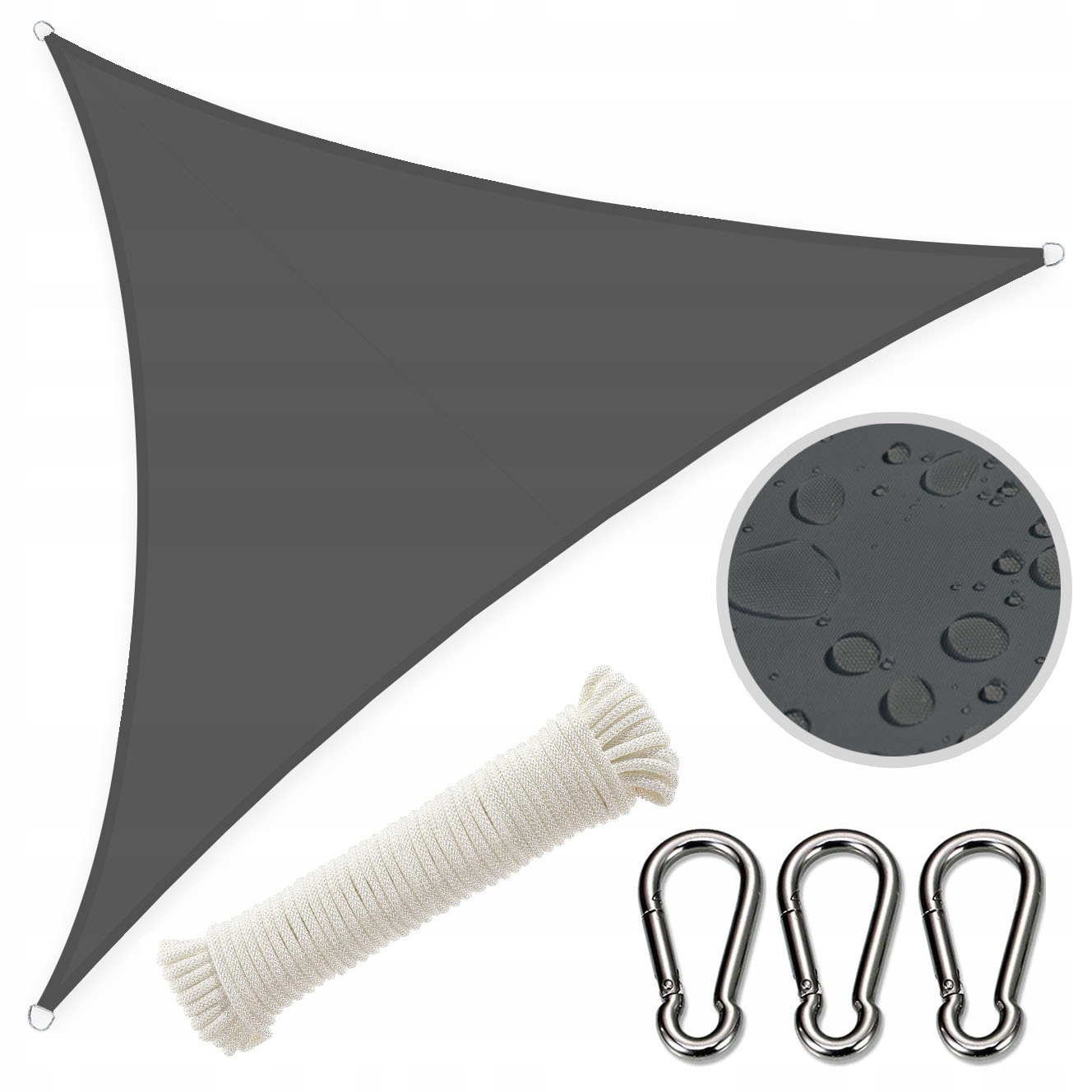 Żagiel Przeciwsłoneczny Wodoodporny na Taras Balkon Trójkątny 3x4x4 Grafit