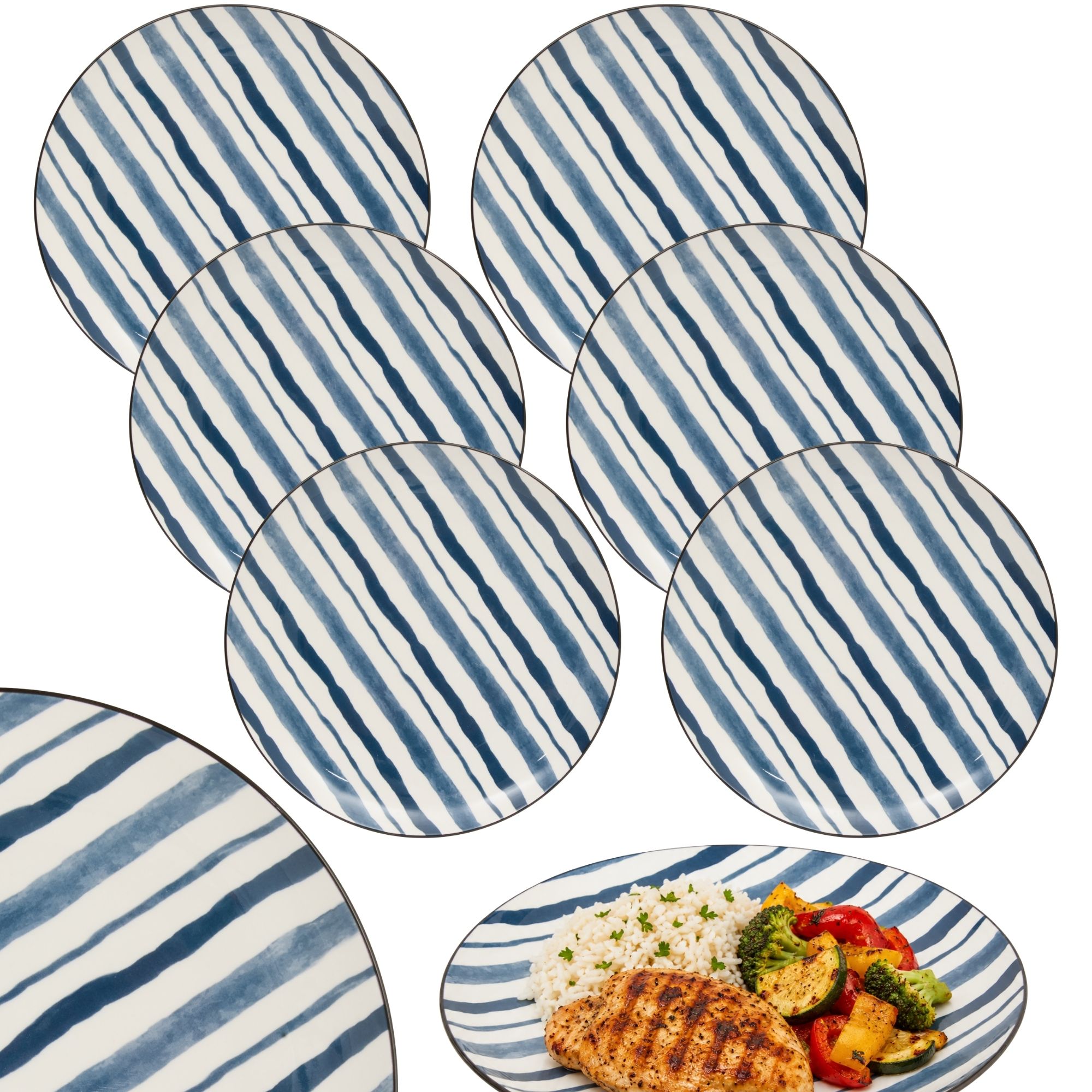 Komplet 6 Jídelních Talířů 26 cm Umami Stripe jídelní set velké talíře