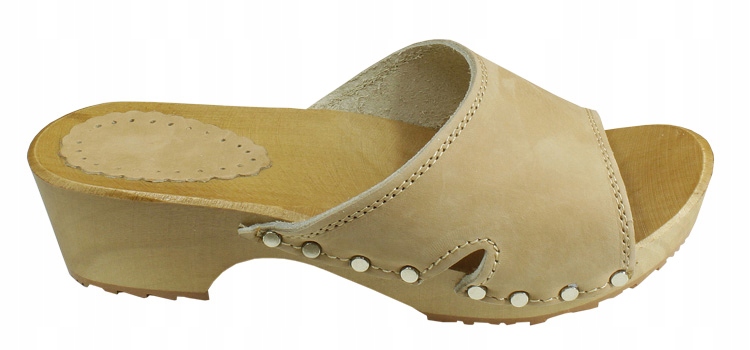 Beżowe drewniaki damskie D10 40