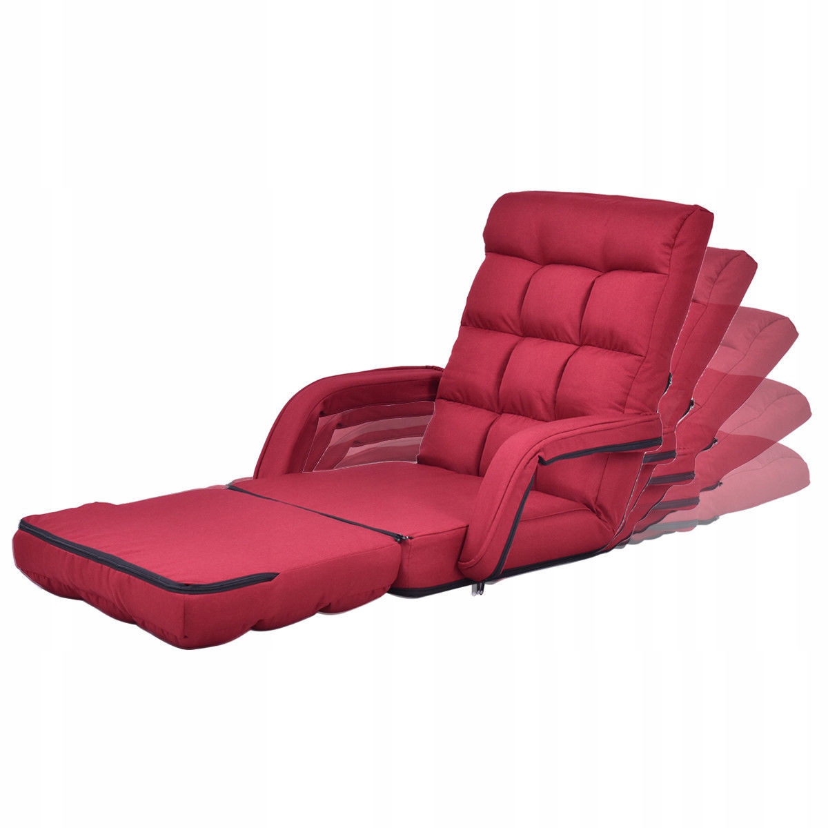 Fotel podłogowy rozkładany 3w1 leżanka Costway odcienie czerwieni Marka Costway