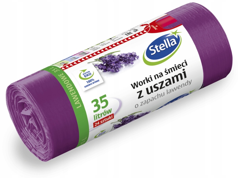 

Stella Worki Na Śmieci Z Uszami Lawenda 35L 24 Szt
