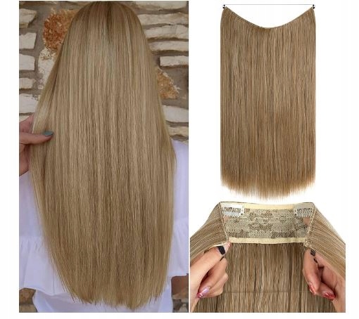 Vlasy Příchytky Prodlužky Clip-in rovný vlasec 60 cm blond pramínky
