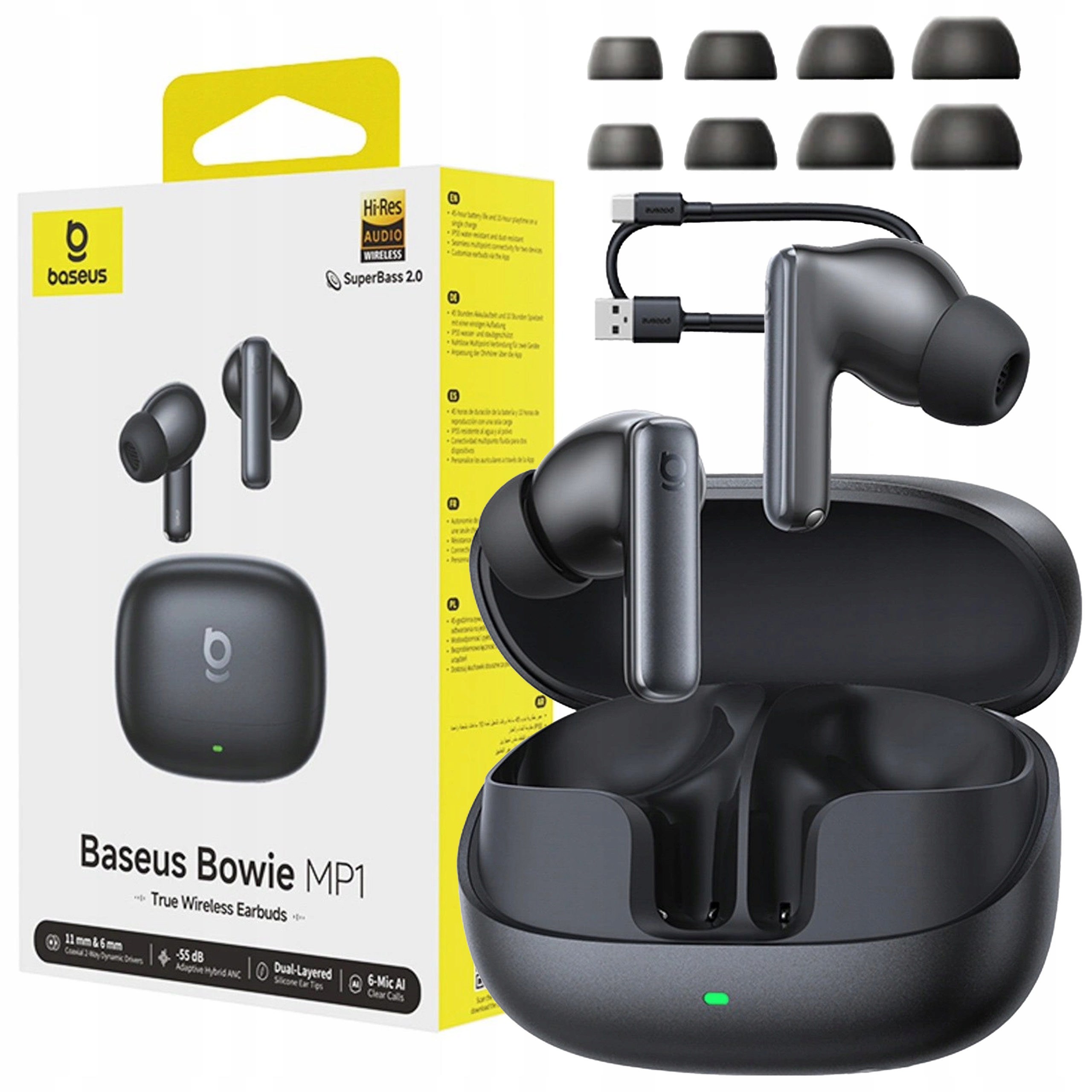 Słuchawki Dokanałowe Bezprzewodowe Baseus Bowie MP1 Tws Anc Bluetooth IP55
