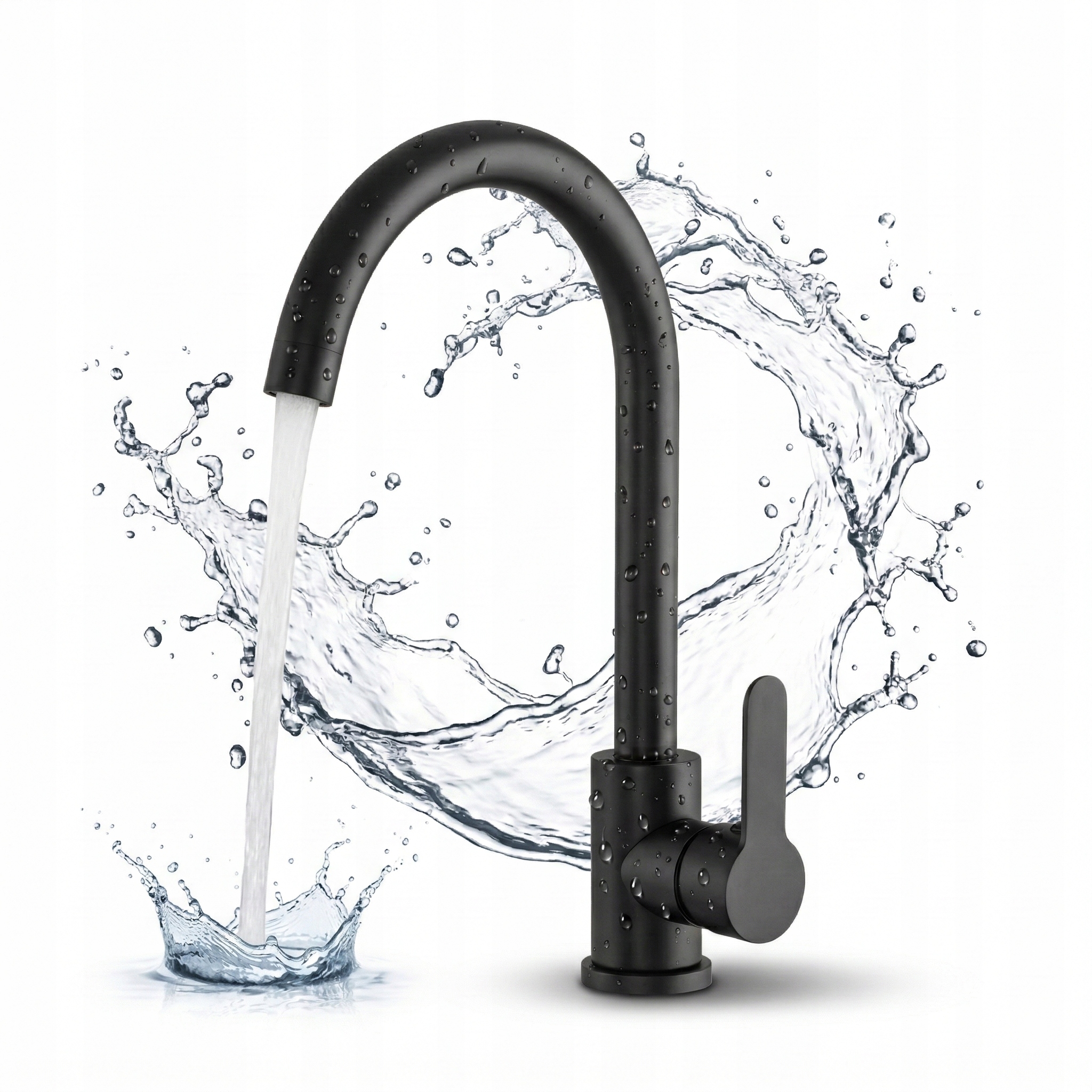 Nowoczesna Bateria Kuchenna Deco Czarna Mat z Obrotową Wylewką 360°