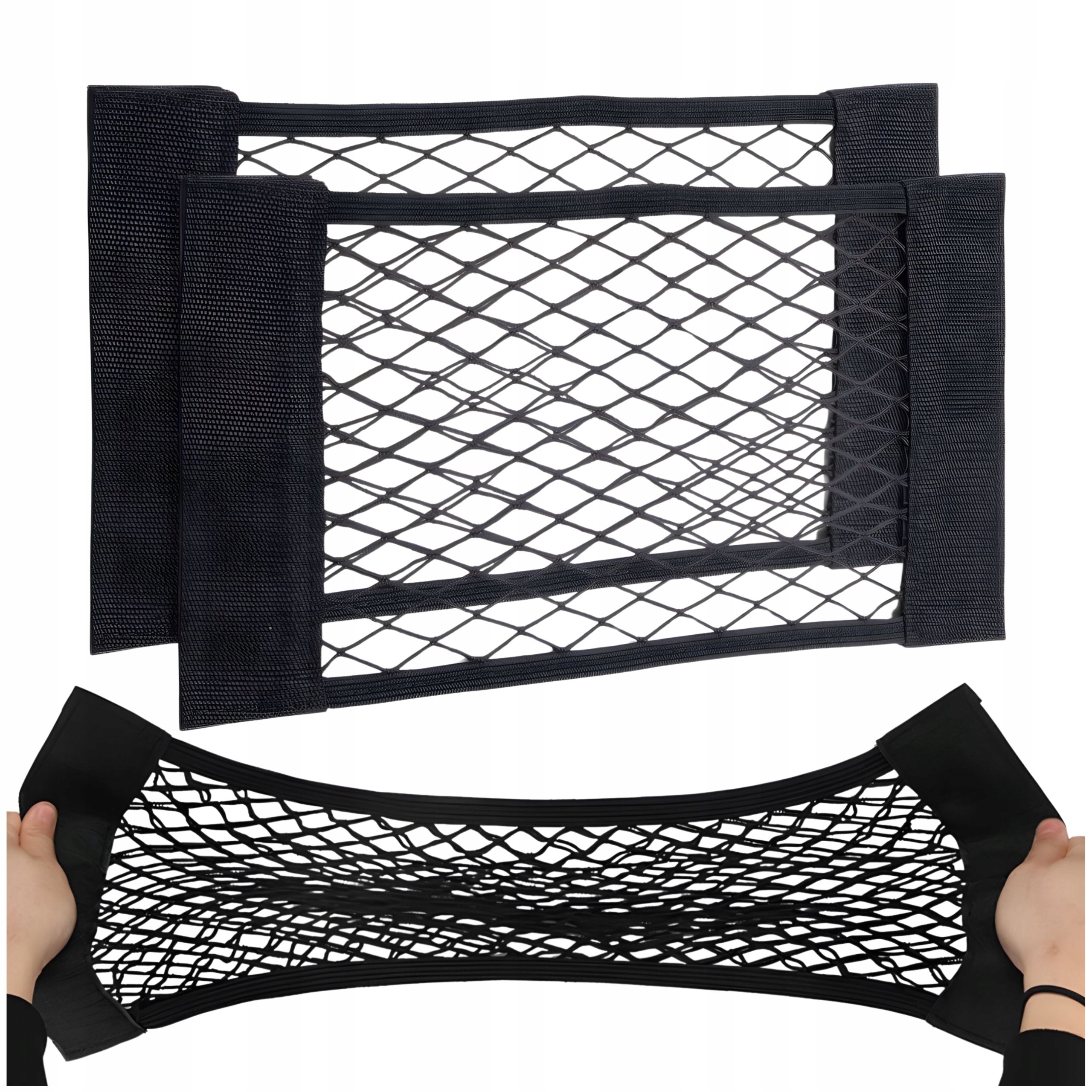 Siatka Do Bagażnika Organizer Samochodowy Na Rzep Elastyczna Mocna 2 Szt