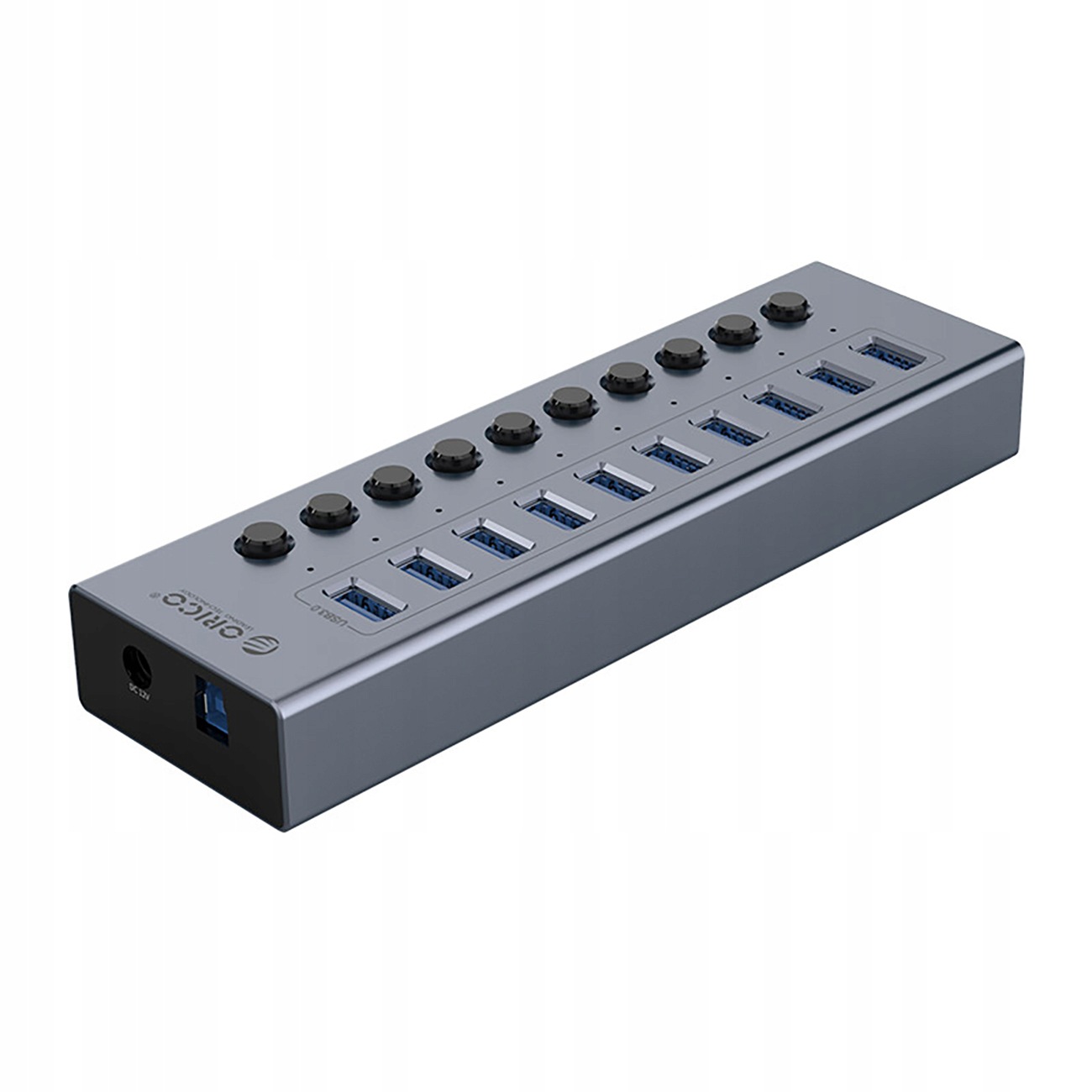 Hub BT2U3-10AB s vypínači 10x Usb-a šedý