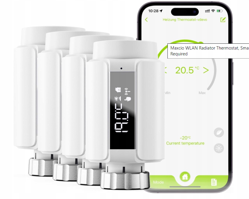 4x Termostat Ohrievača Termostatická Hlavica Maxcio Smart Inteligentná