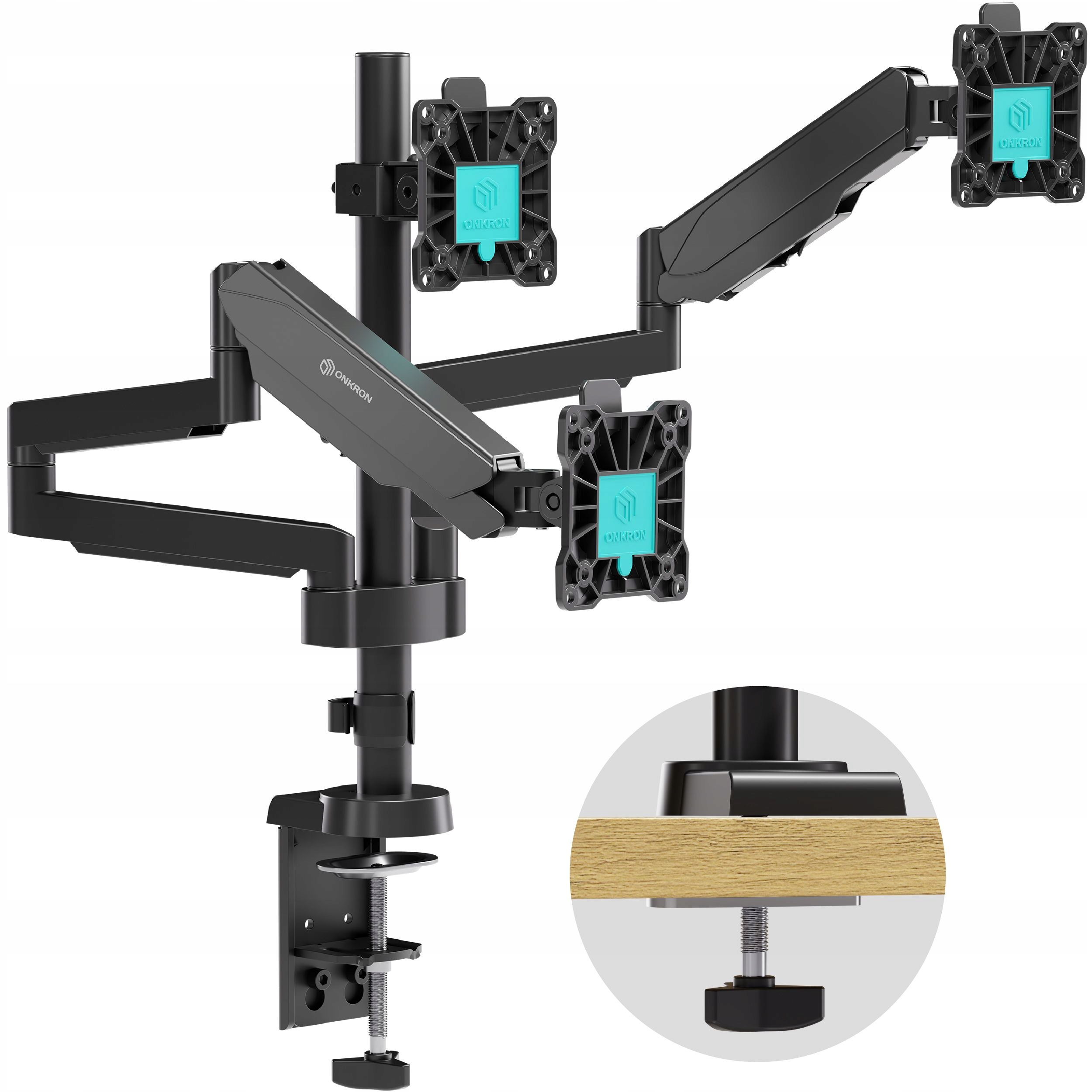 Držiak na 3 stolové monitory plynový kĺbový 13-32" 8 kg Onkron G280-B