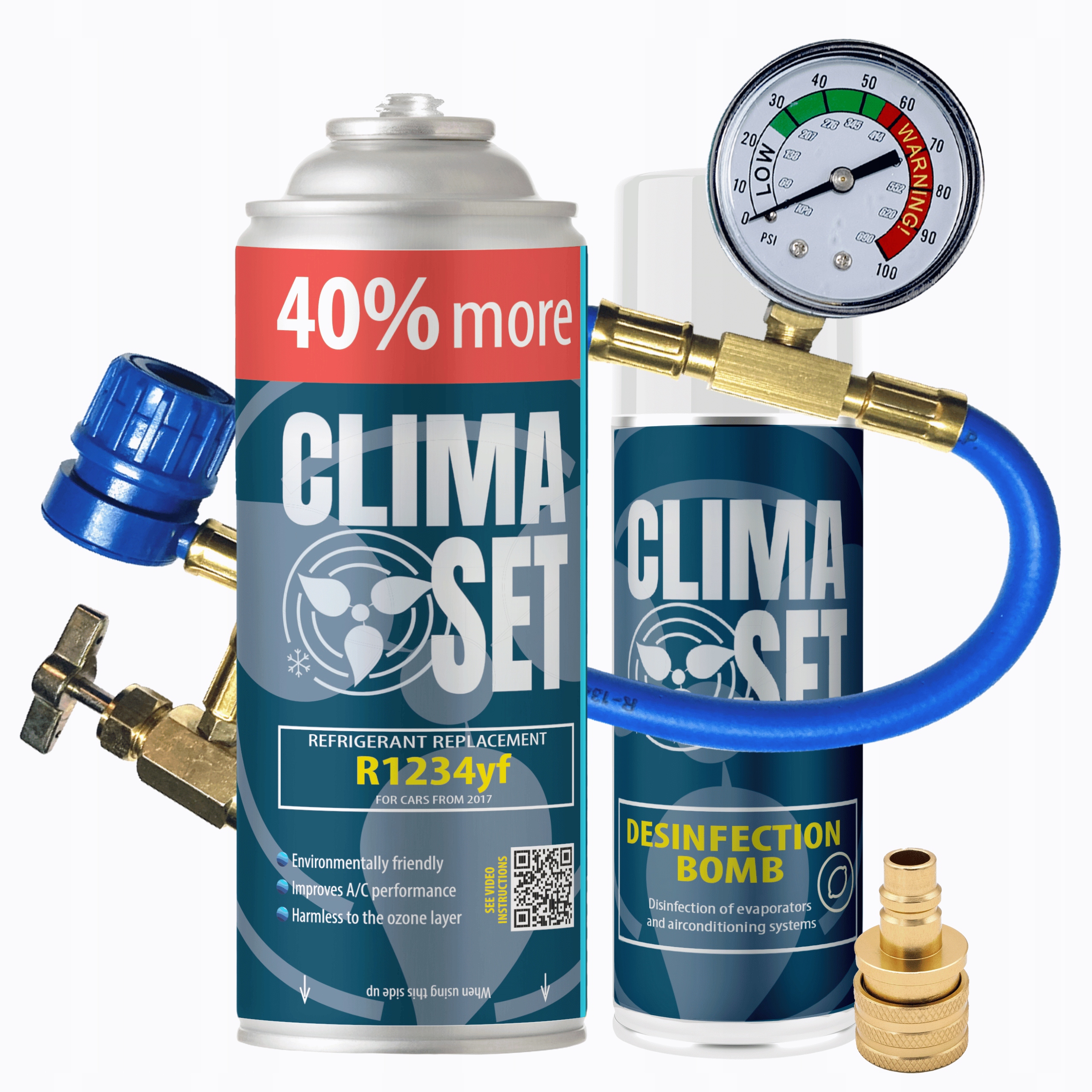 ClimaSet Chladicí činidlo pro plyn R1234yf Osvěžovač Kabelový adaptér 235 g