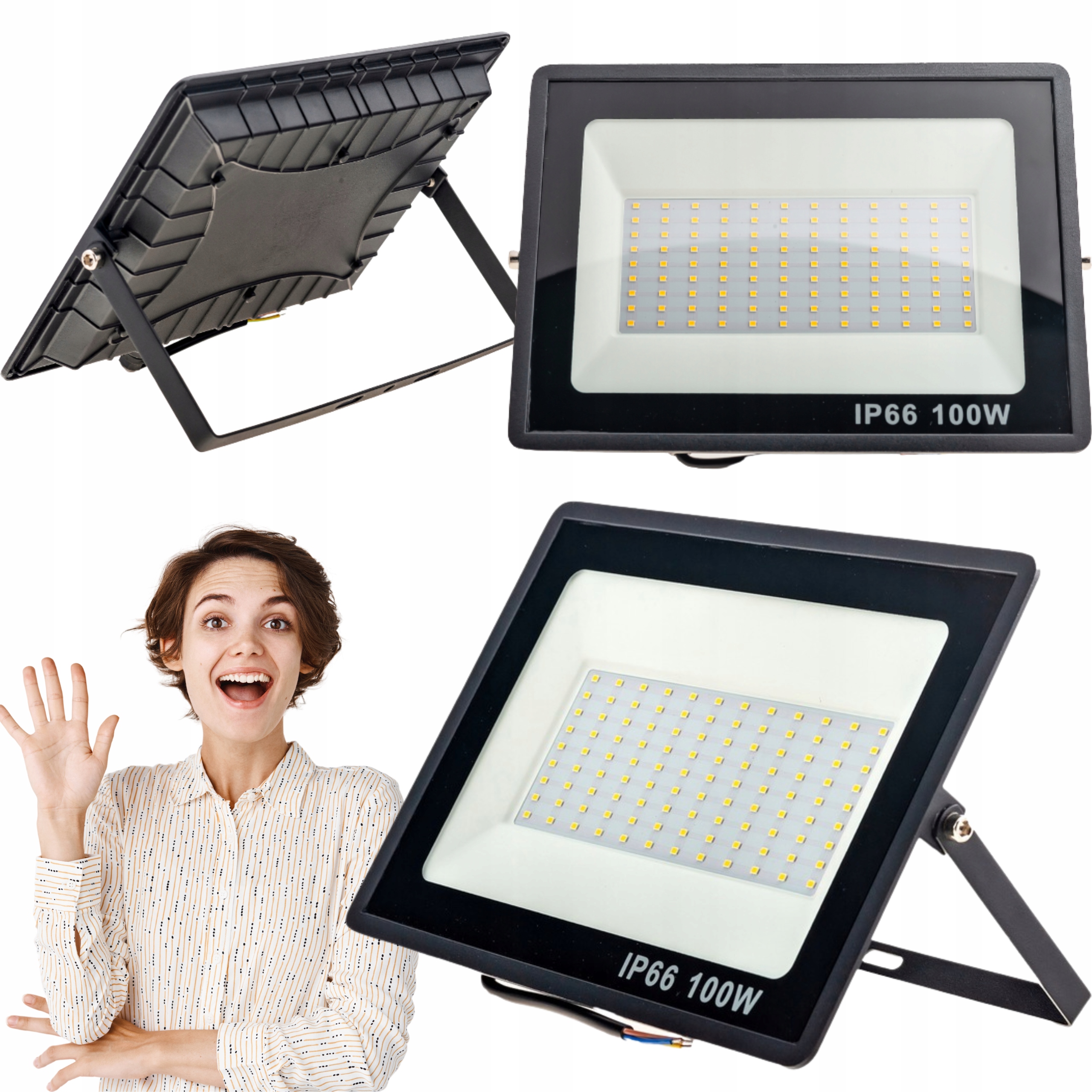 ГАЛОГЕННА СВІТЛОДІОДНА ЛАМПА ПРОЖЕКТОР 100 ВТ ЗОВНІШНЯ ПОТУЖНІСТЬ