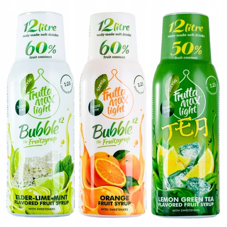 Syrop koncentrat Fruttamax 3x500ml BEZ POMARAŃCZA ICE TEA CYTRYNA LIGHT