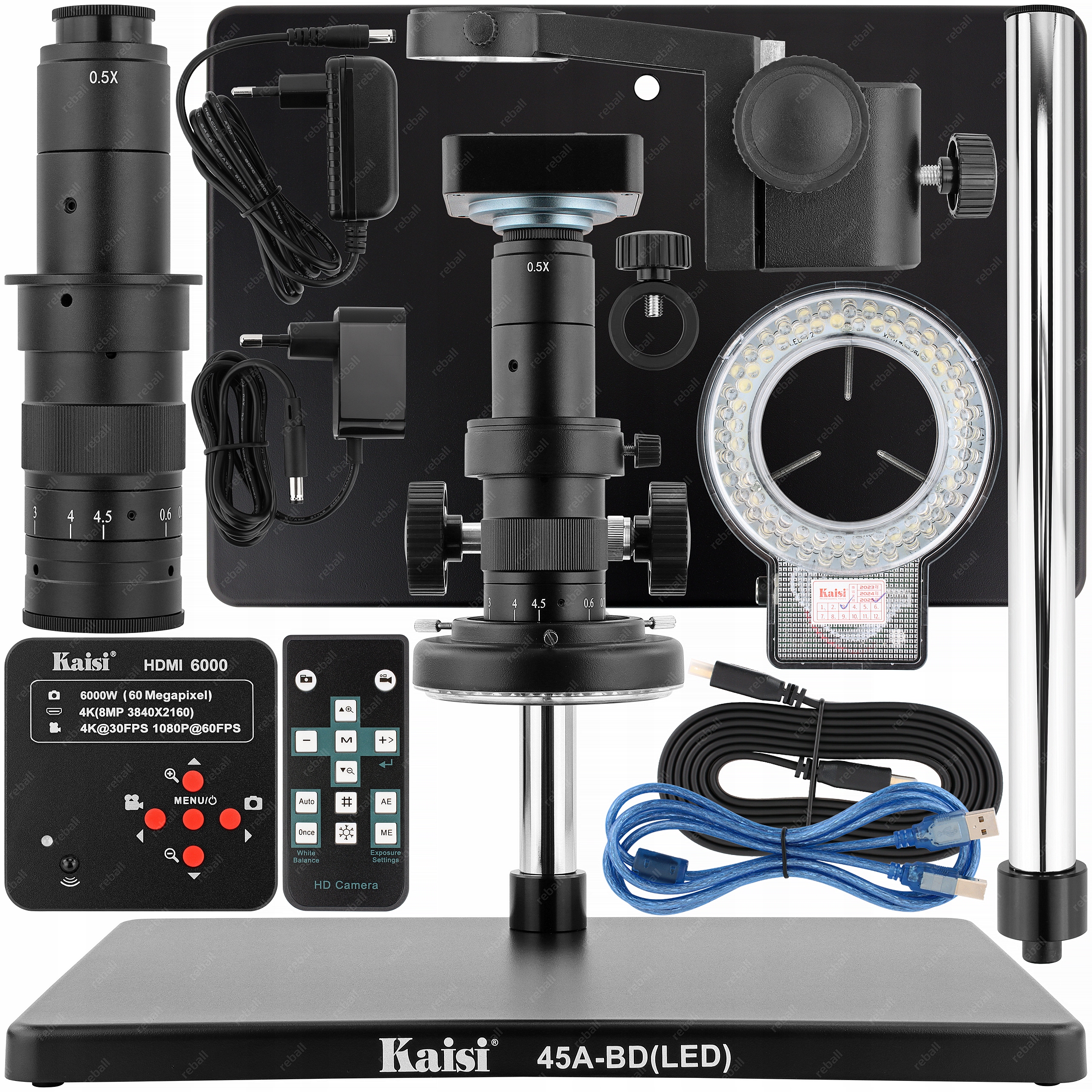 Digitální Mikroskop Kaisi 45A-BD Led Pro Elektroniku Kamera 60MPix 4K 30FPS