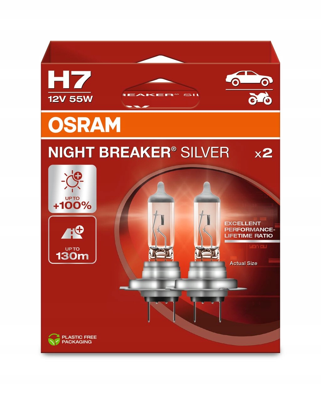 Osram Night Breaker Silver H7 12V 55W PX26d Żarówka Halogenowa +100%