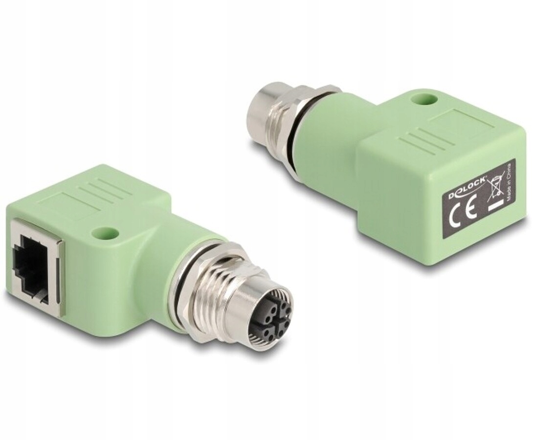 Adapter sieciowy M12 8pin X-coded żeński do RJ-45 żeński Delock 60684