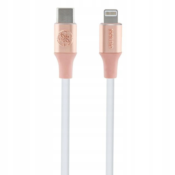 Kabel Guess Usb-c Lightning 1.5 M Rychlého Nabíjení, Ebossed, Růžový, Pro Iphone