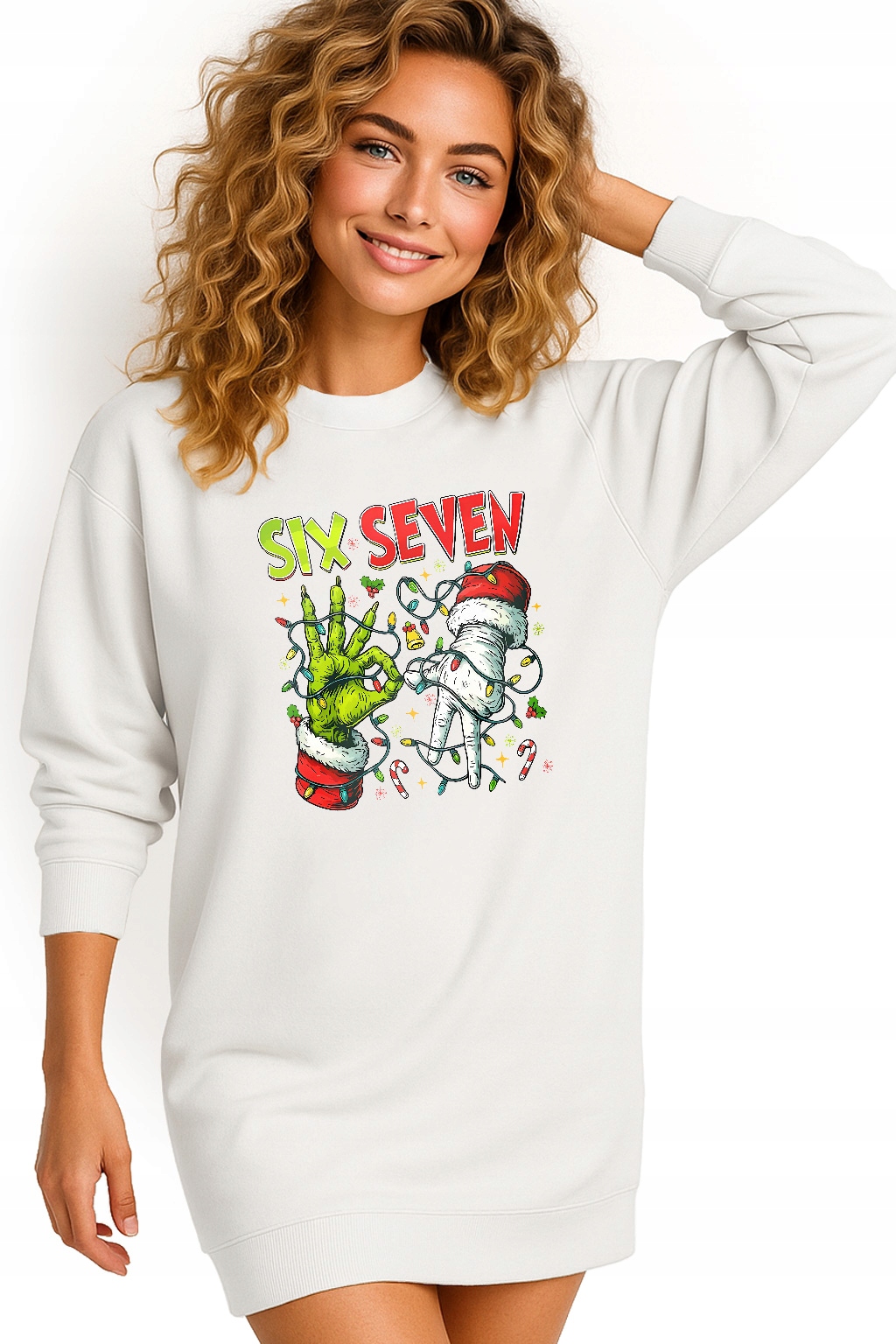 Mikina Vánoční Oversize Šaty Six Seven 67 Grinch Dárek XL