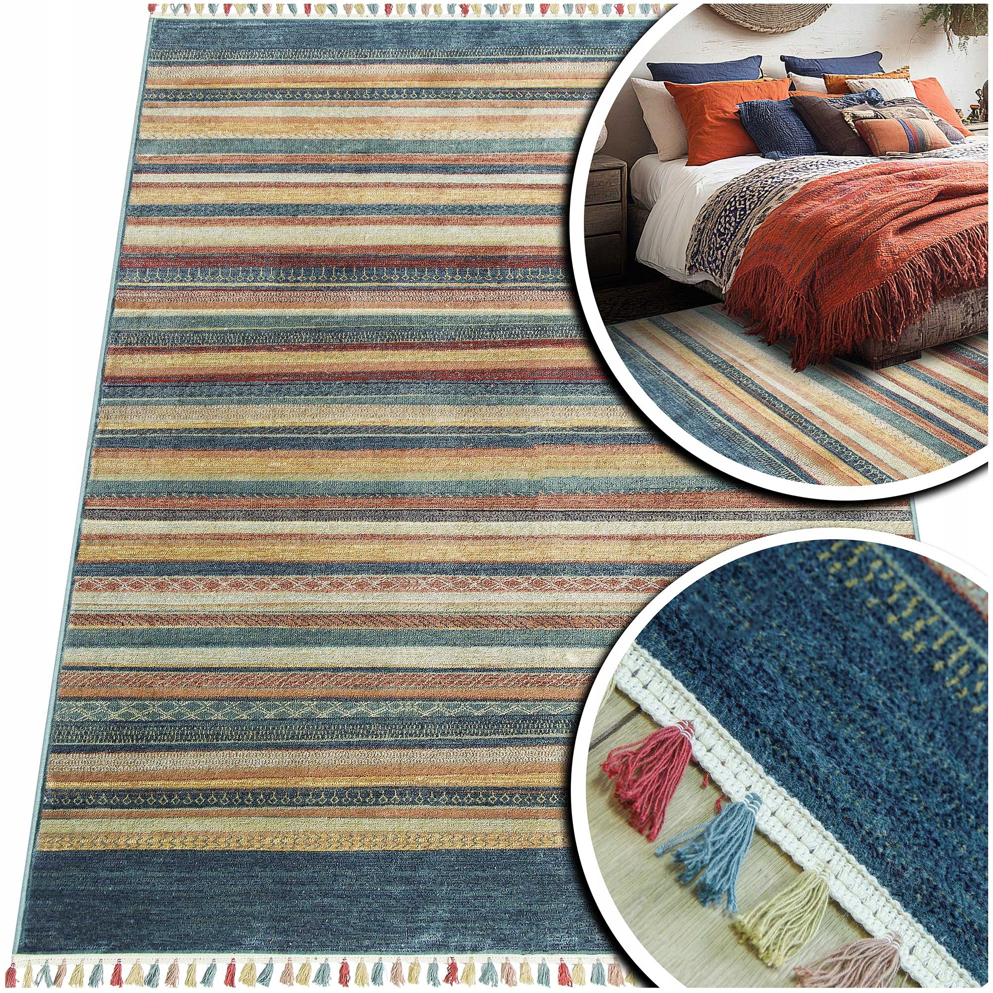 Koberec S Krátkými Viskózovými Štětinami A Třásněmi Koberec Do Obývacího Pokoje Boho 200x290