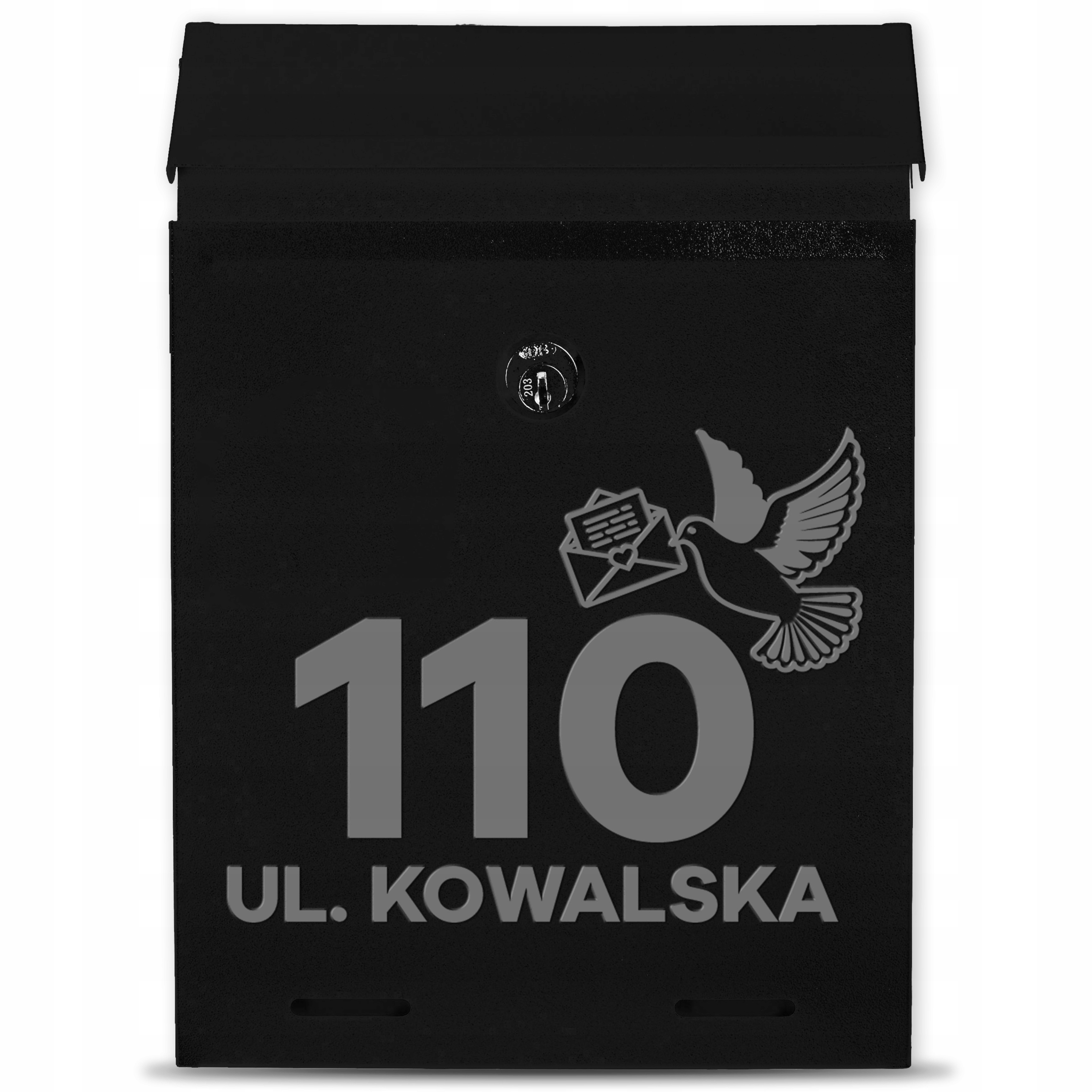 Poštovní Schránka Na Dopisy Černá C5 Kov Personalizované Gravírování Adresa