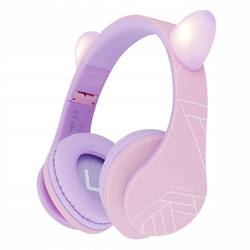Sluchátka pro děti PowerLocus Kids PurplePink Cat bezdrátová Bluetooth