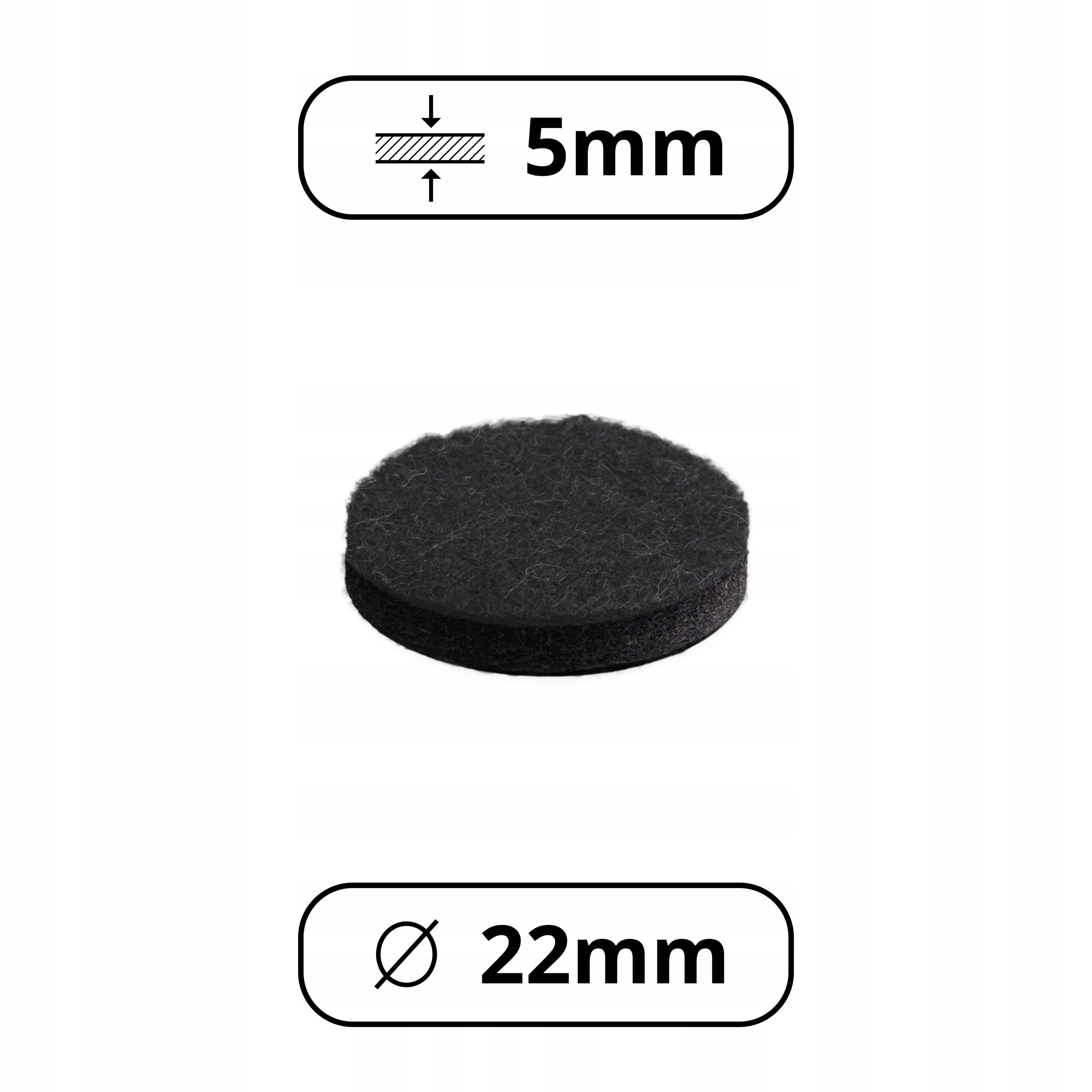 18 SZT FILC PODKŁADKI POD KRZESŁA NOGI MEBLE FI 22 Długość 2.2 cm