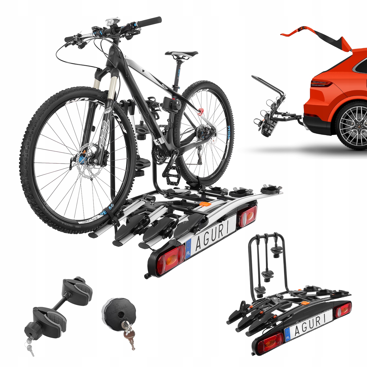 Platforma na 3 rowery na hak AGURI ActiveBike BLACK