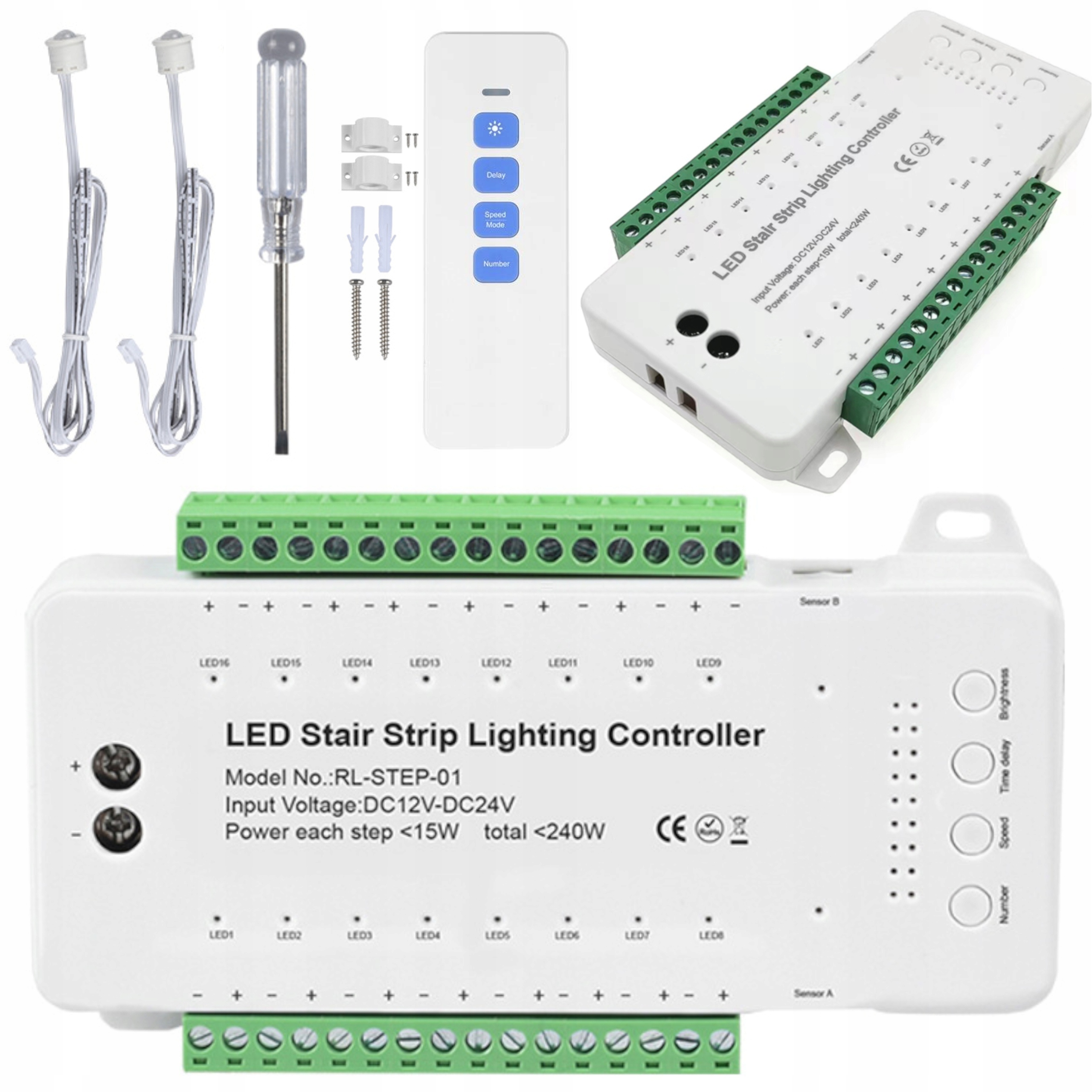 Schodiskový Ovládač 16 Stupňov 12V 24V Pir Diaľkový Ovládač