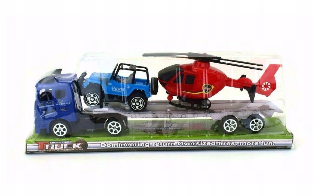 CIĘŻARÓWKA Z LAWETĄ I POJAZDAMI