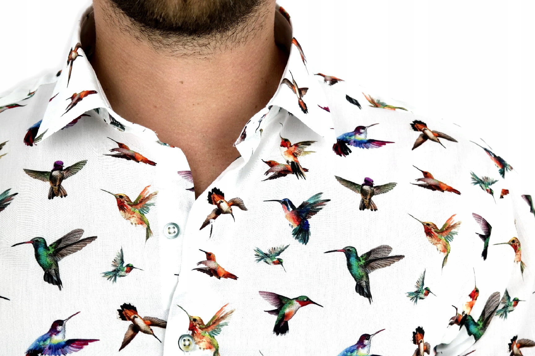 

Mcqueen Koszula męska MC043 biała ptaki XL 43/44