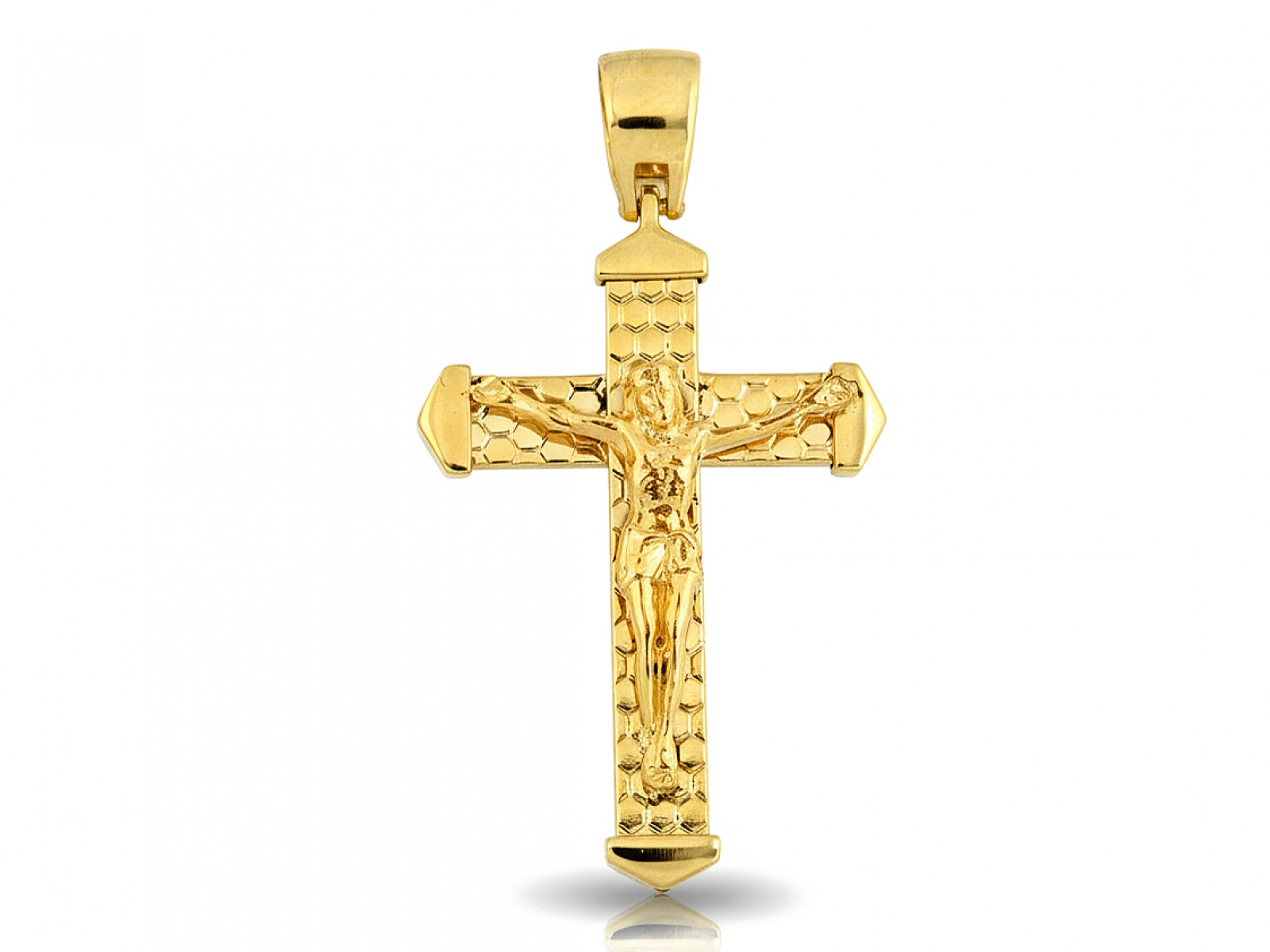 Přívěsek zlatý efektní křížek s Ježíškem 585 elegantní 14kt kříž 3,45g