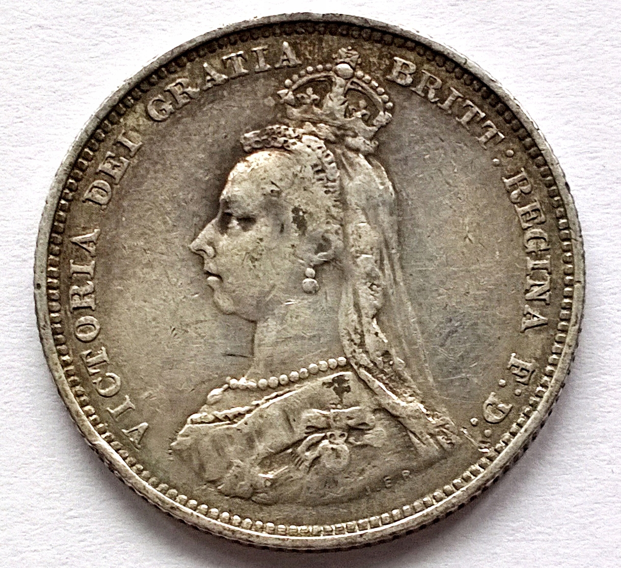 WIELKA BRYTANIA 1 SZYLING 1887 / srebro