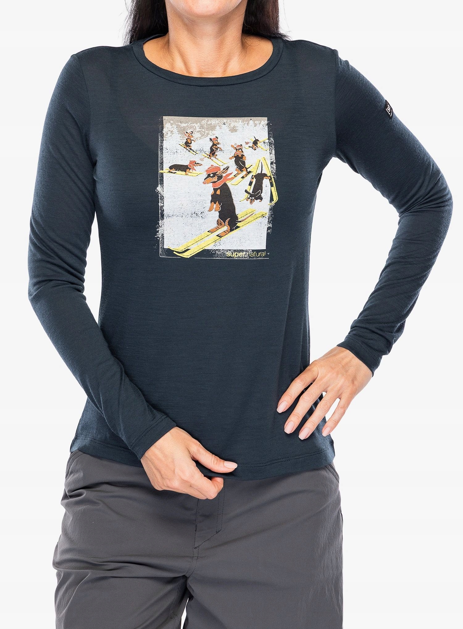 Dámská halenka s dlouhým rukávem Super.natural Dachshund Party Ls blueberry M